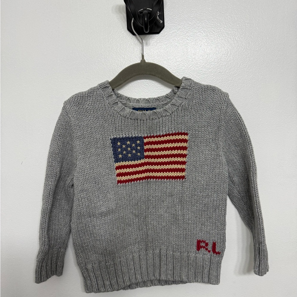 Ralph Lauren Flag Sweater Gray 2T